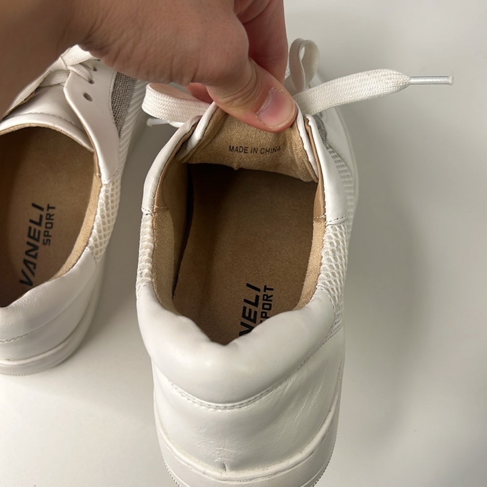 Vaneli Chico white tennis shoes size 9 women’s beaded leather sneakers - Picture 10 of 11